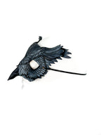 Layered Horned Owl Handmade Genuine Leather Mask in Grey - 
