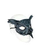 Layered Horned Owl Handmade Genuine Leather Mask in Grey - 