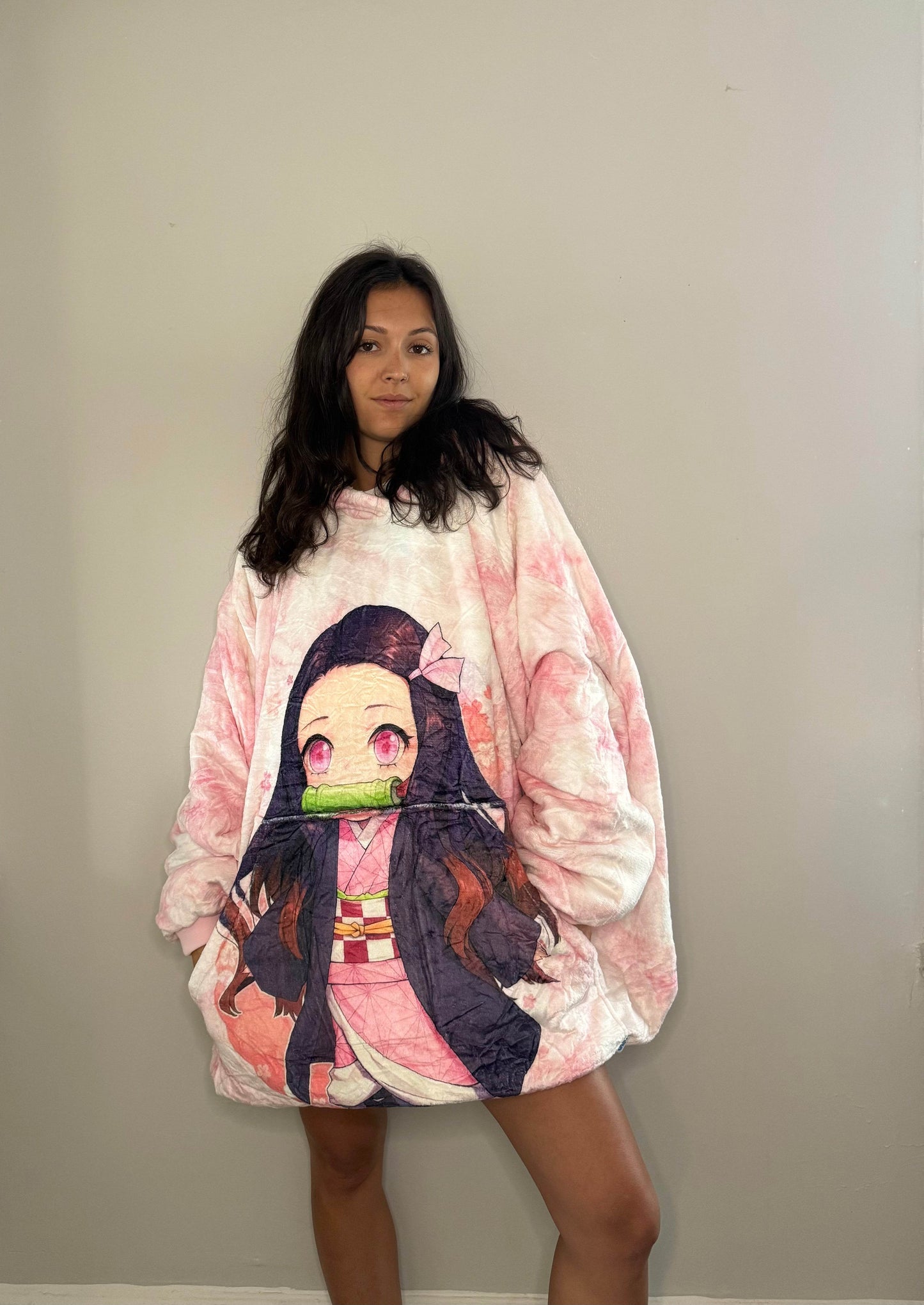 Nezuko Kamado Demon Slayer Wearable Blanket Hoodie for Kids & Adults | OLM Toys - Adult size