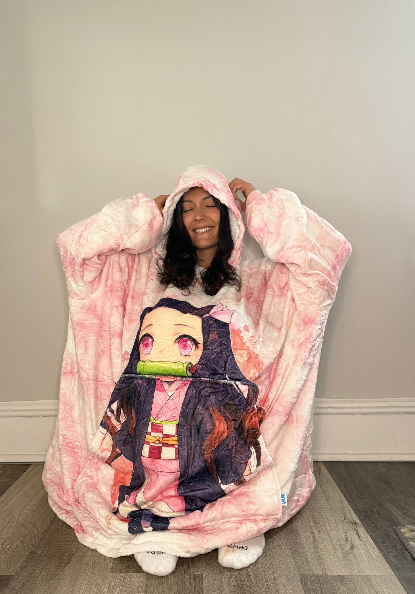 Nezuko Kamado Demon Slayer Wearable Blanket Hoodie for Kids & Adults | OLM Toys - Adult size