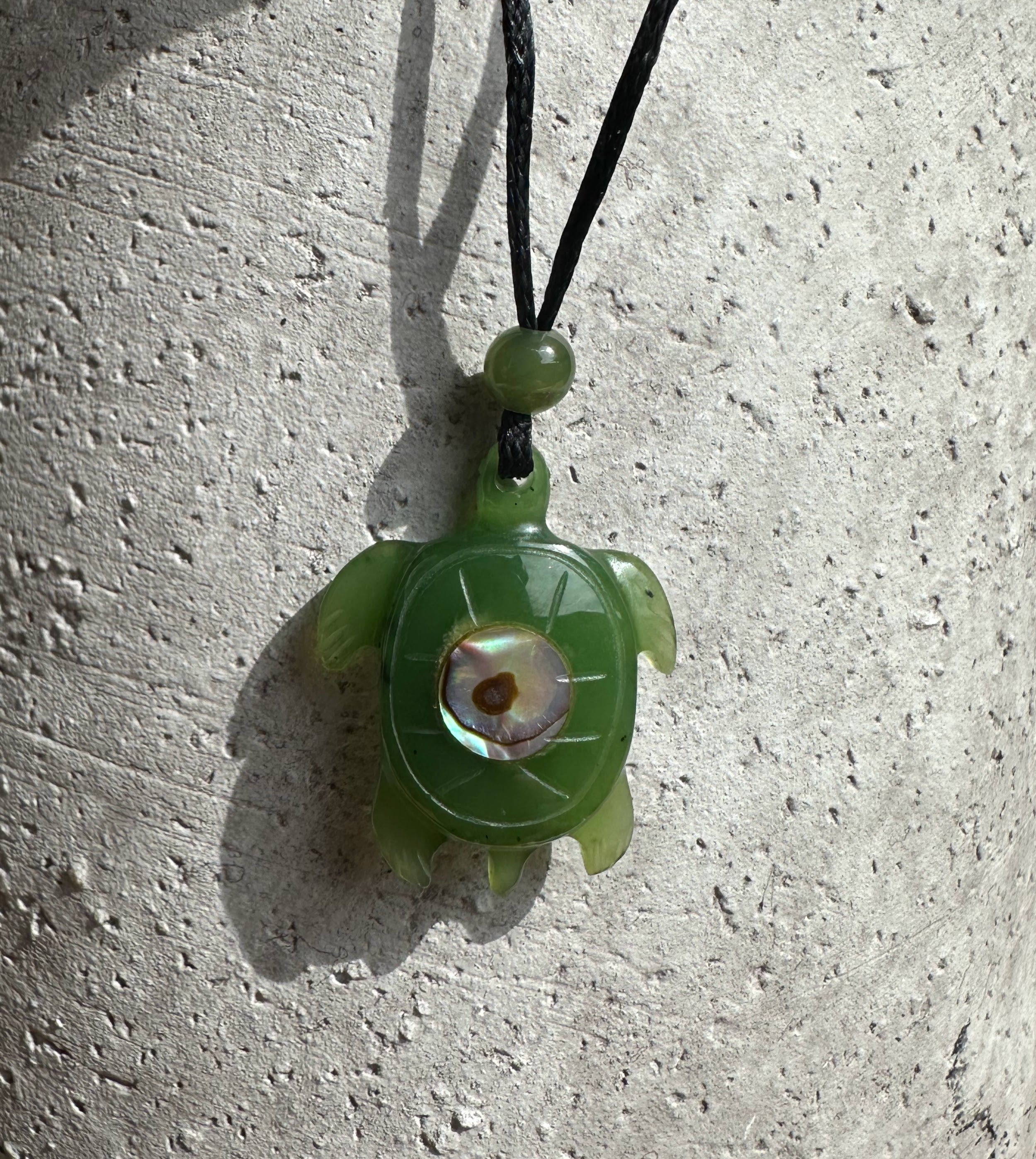 Jade Turtle and Abalone Pendant