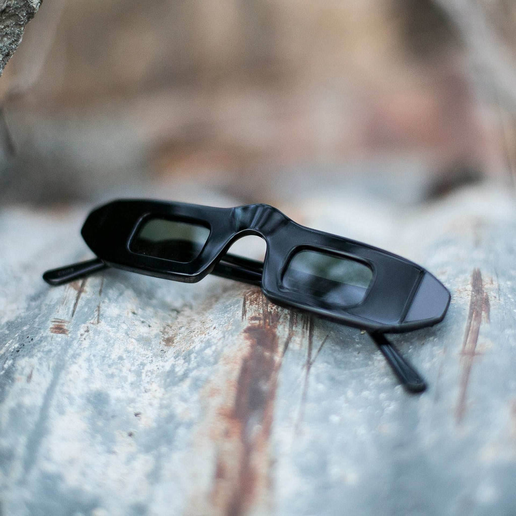 Black Polarized Steampunk Sunglass - Hitomi - Black/Brown Lens