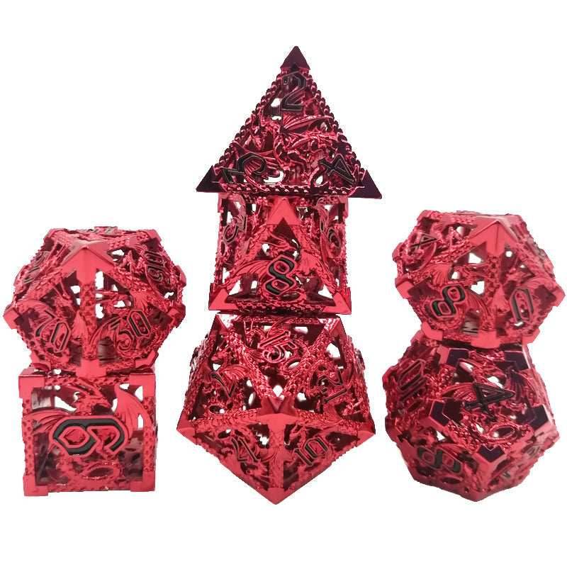 (Ruthless Red) Deadly Dragon Dice: Shards of Oblivion Hollow Metal - 7-Dice Set