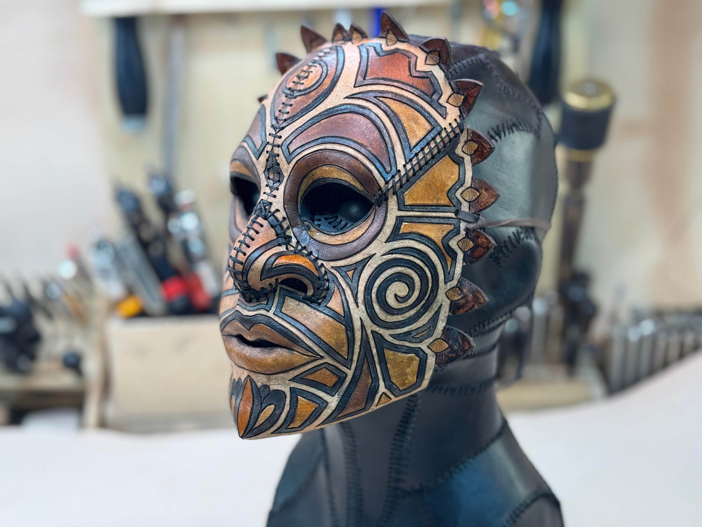 Leather Tribal Mask Printable Pattern Bundle — Intermediate + Advanced - 