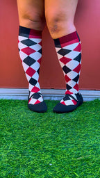 Haunting Harlequin Knee High Socks