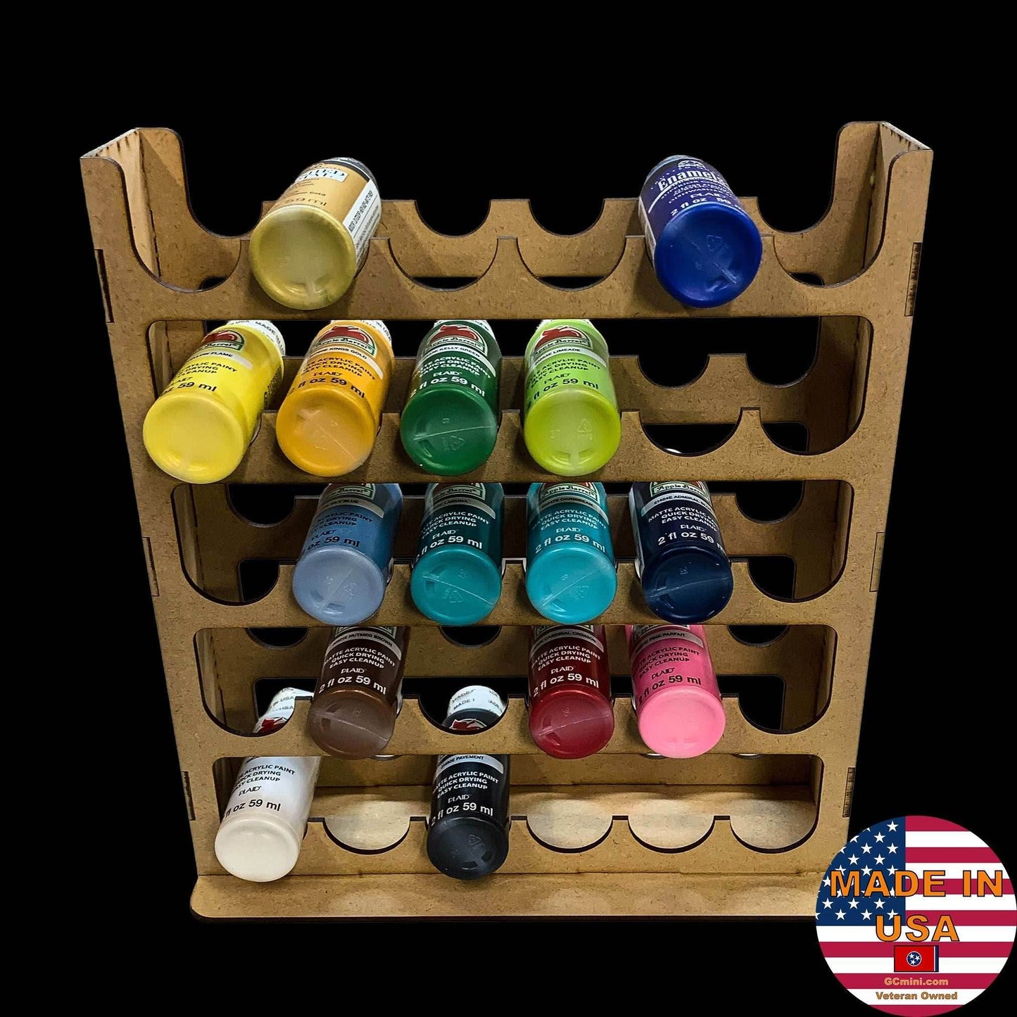 Vertical Paint Rack For 2oz Craft Paints - 36mm Diameter Bottles - 