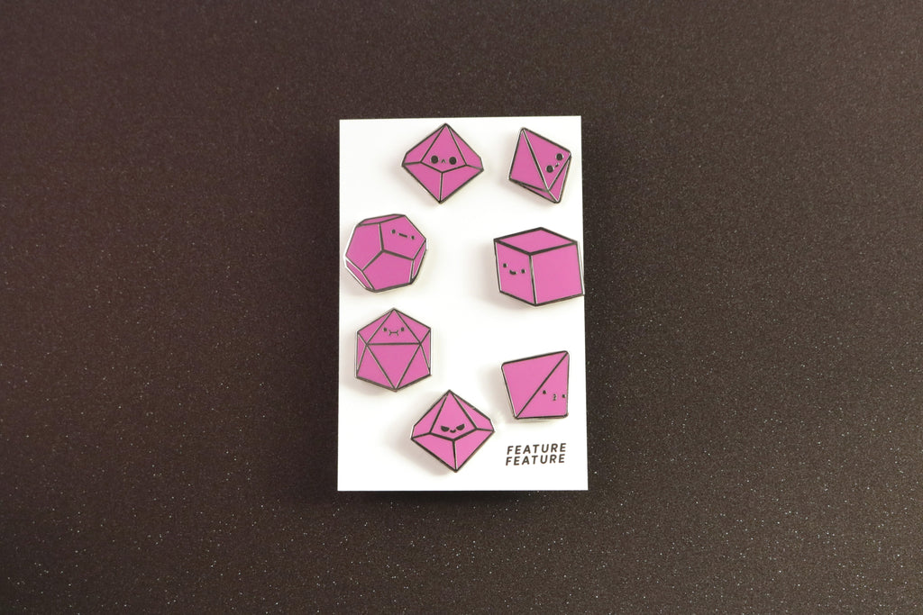 Rainbow Tiny Dice Buddies Hard Enamel Pin Set