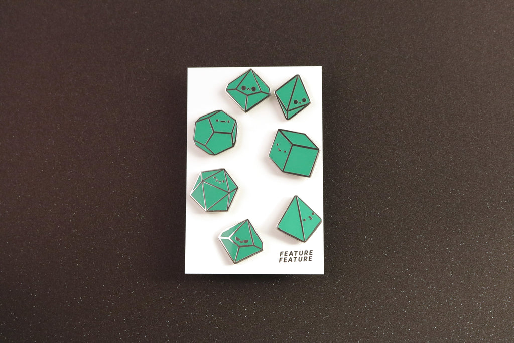 Rainbow Tiny Dice Buddies Hard Enamel Pin Set