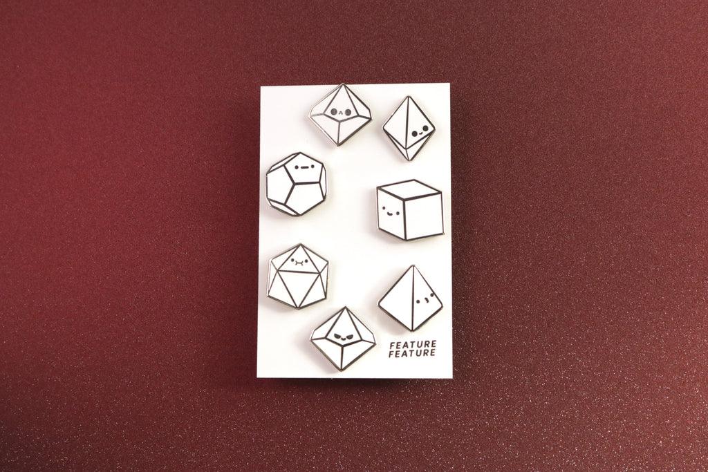 Rainbow Tiny Dice Buddies Hard Enamel Pin Set
