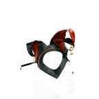 Handmade Genuine Leather Jester Mask in Red and Black With Tibetan Style Bronze Bells - 
