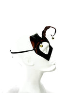 Handmade Genuine Leather Jester Mask in Red and Black with Brass Bells - 
