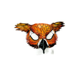 Layered Horned Owl Handmade Genuine Leather Mask In Sienna Shades - 