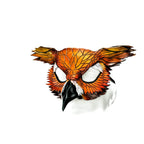 Layered Horned Owl Handmade Genuine Leather Mask In Sienna Shades - 