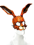 In Stock - Geometric Bunny Leather Mask in Sienna - Black