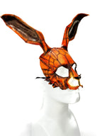 In Stock - Geometric Bunny Leather Mask in Sienna - Black