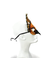 Layered Horned Owl Handmade Genuine Leather Mask In Sienna Shades - 