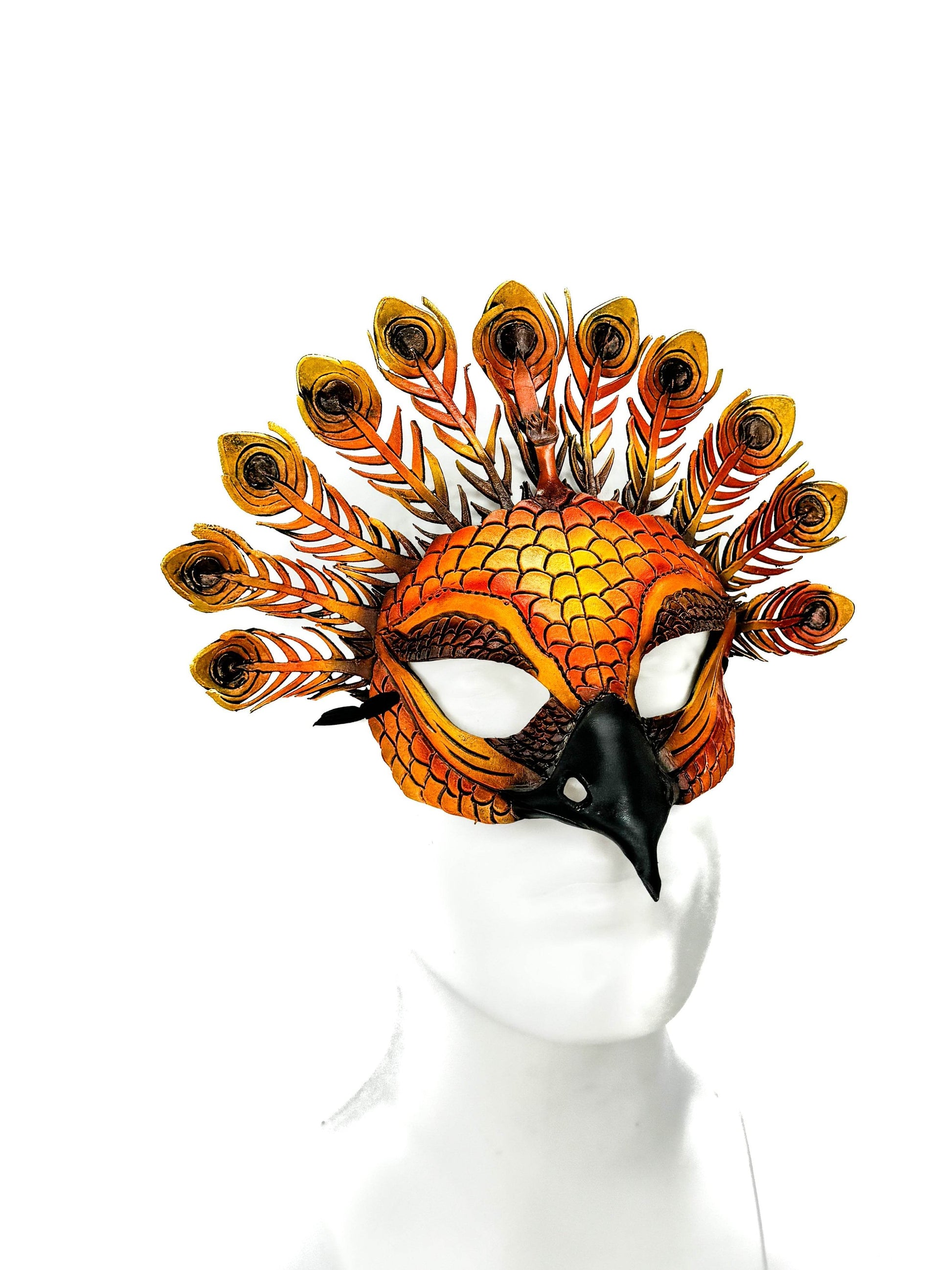 Sienna Peacock Handmade Genuine Leather Mask - 