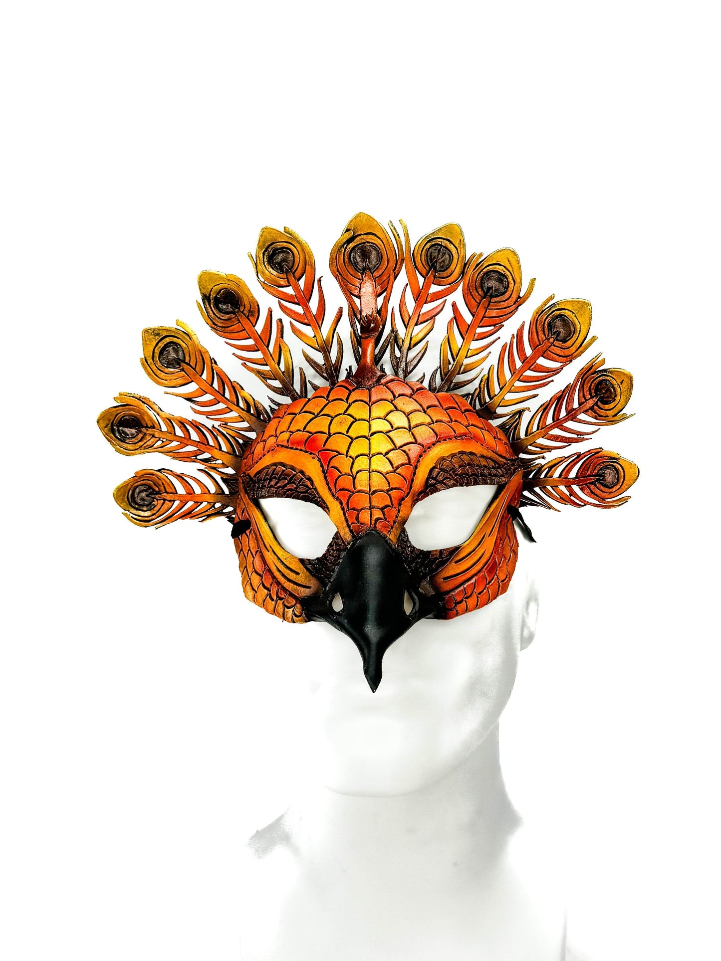 Sienna Peacock Handmade Genuine Leather Mask - 