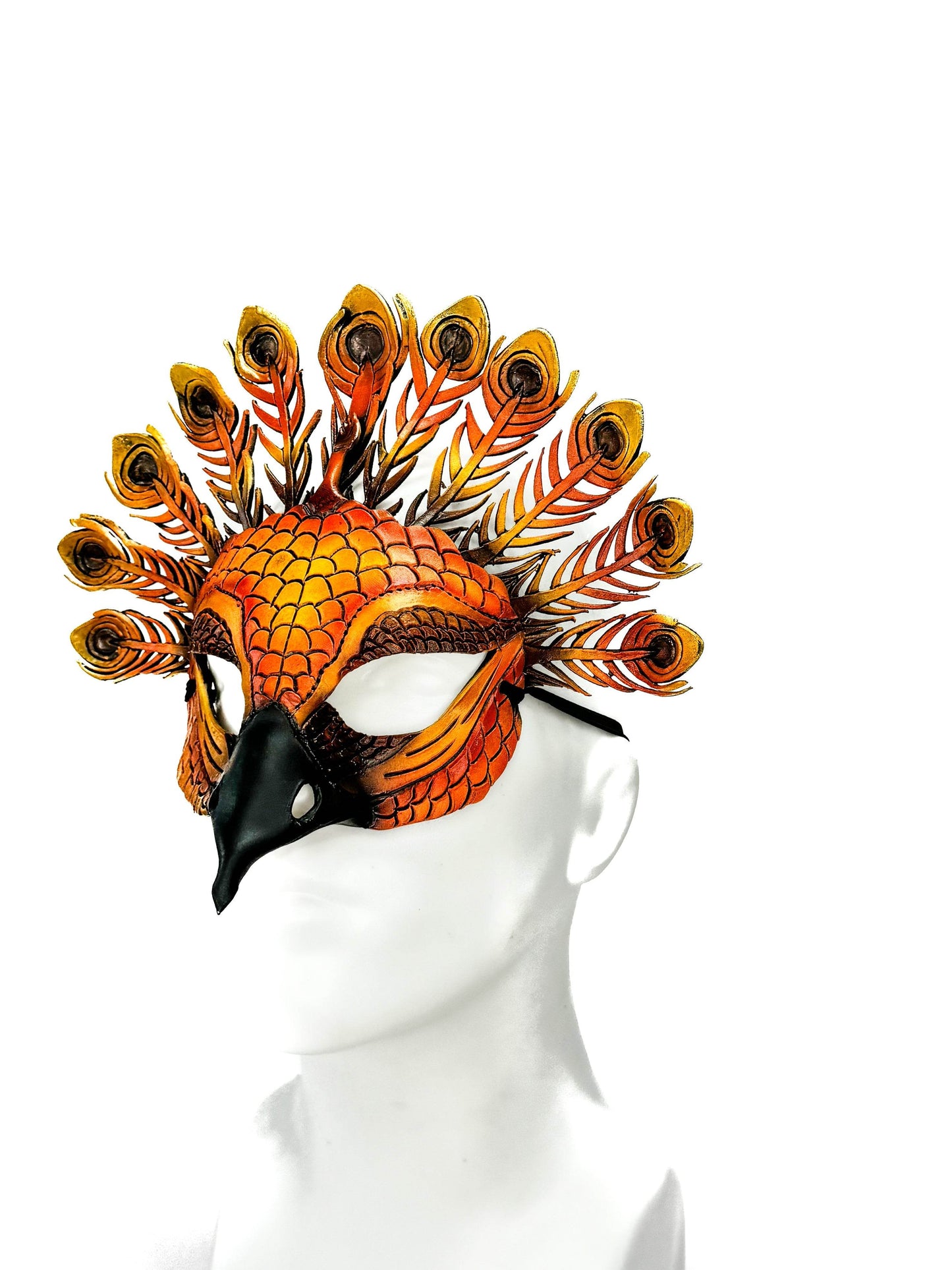 Sienna Peacock Handmade Genuine Leather Mask - 