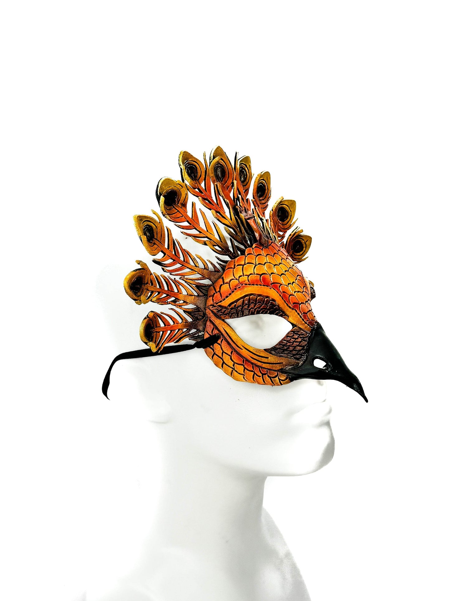 Sienna Peacock Handmade Genuine Leather Mask - 