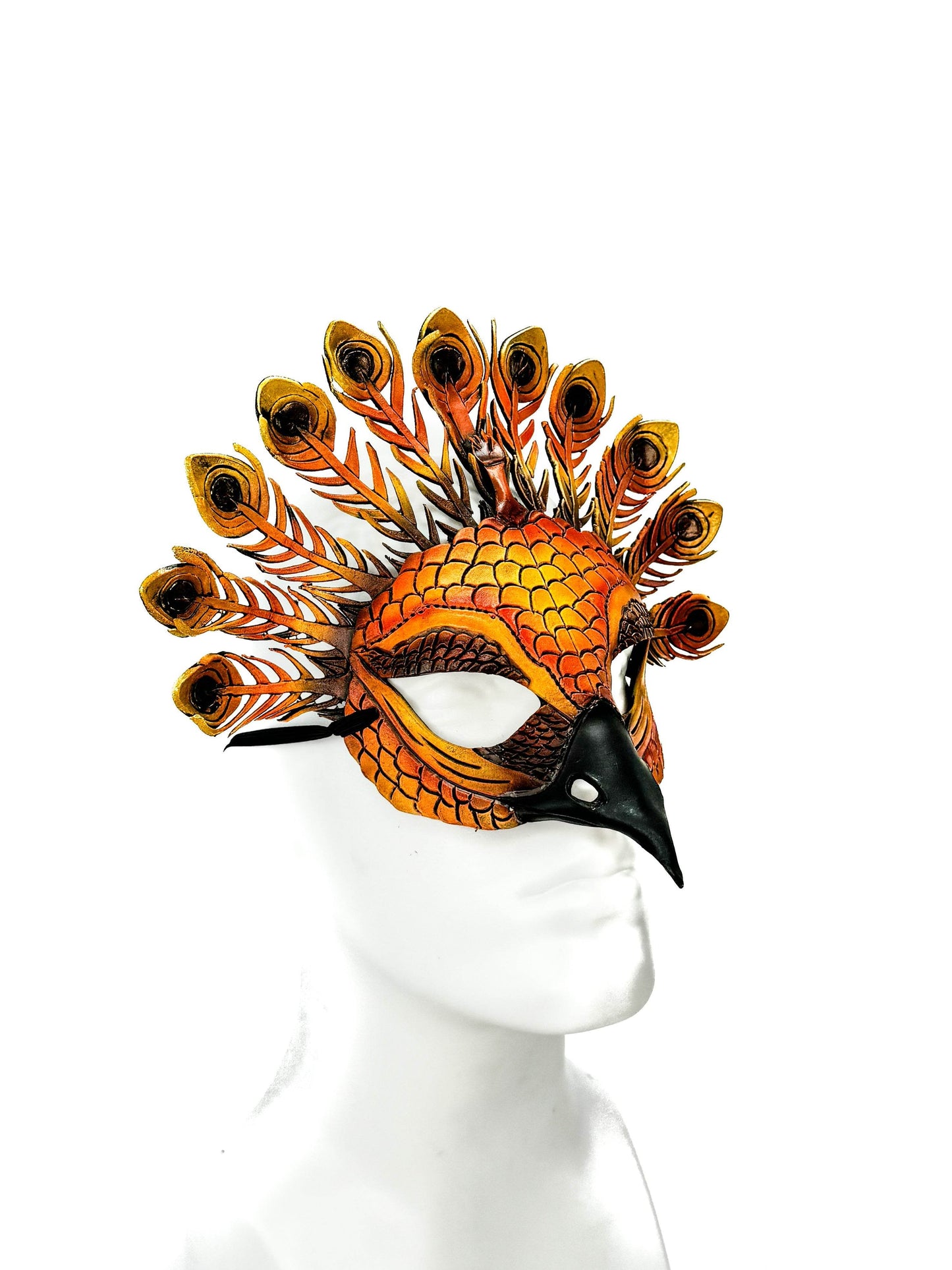 Sienna Peacock Handmade Genuine Leather Mask - 