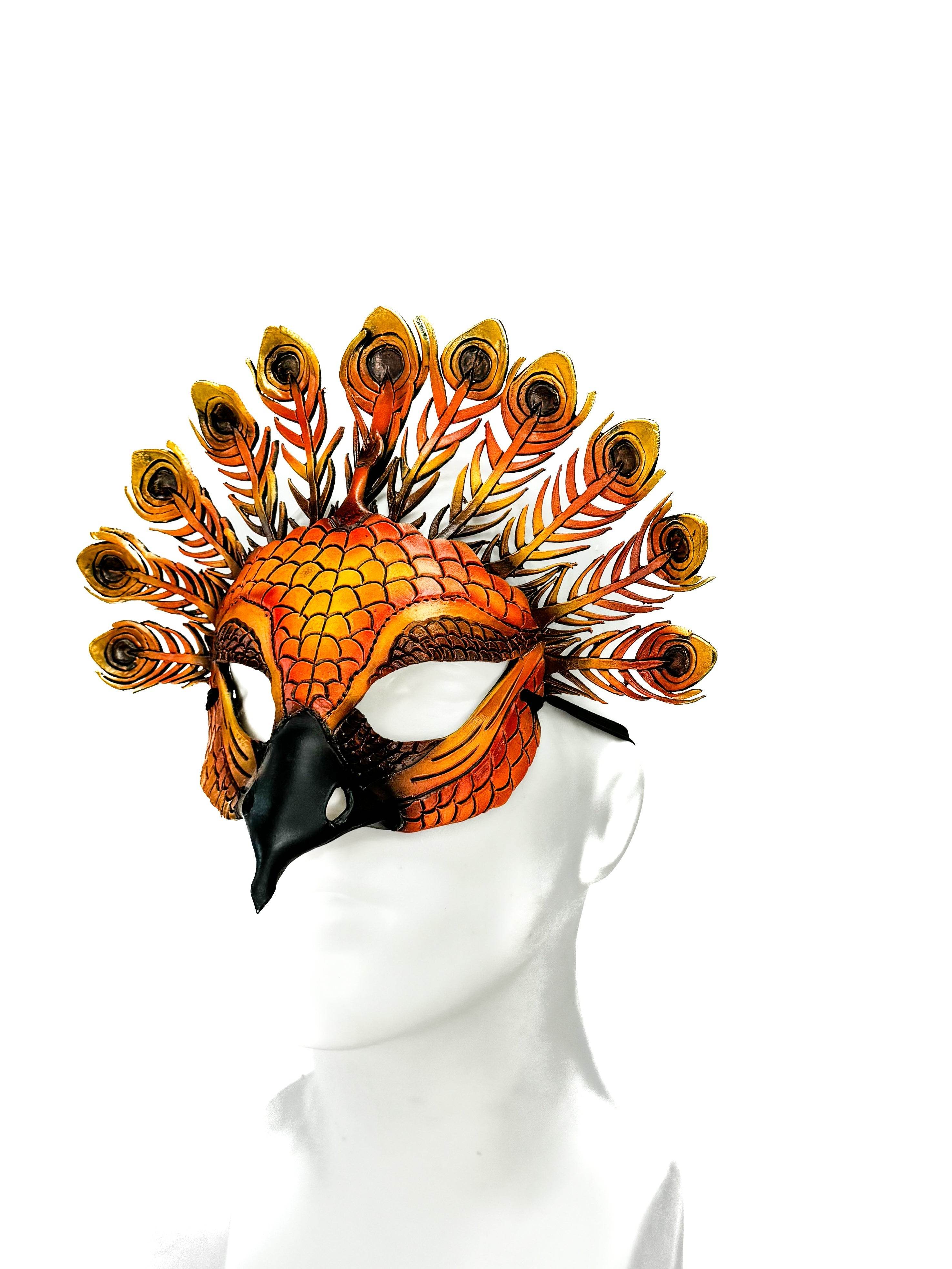 Sienna Peacock Handmade Genuine Leather Mask - 
