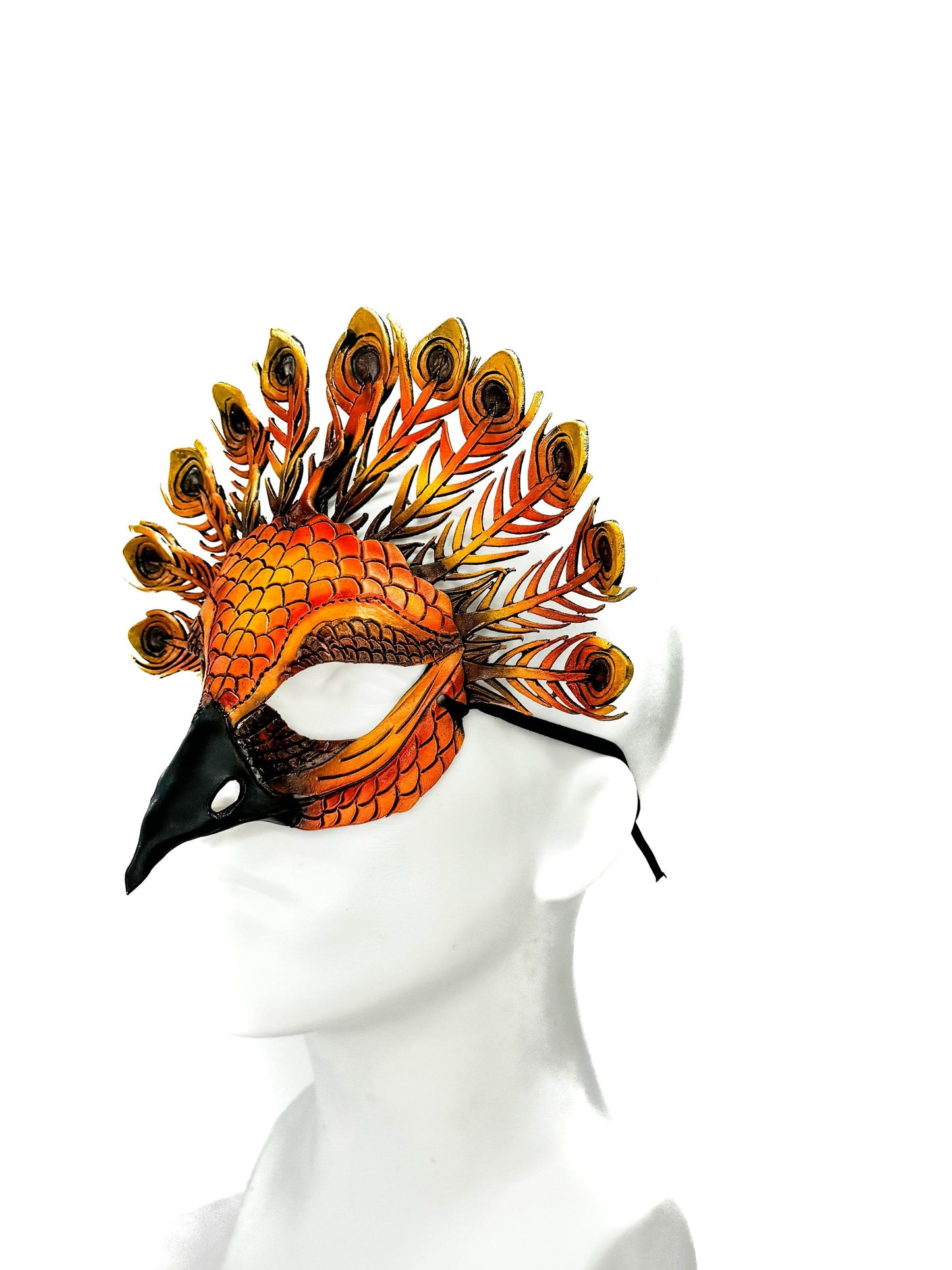 Sienna Peacock Handmade Genuine Leather Mask - 