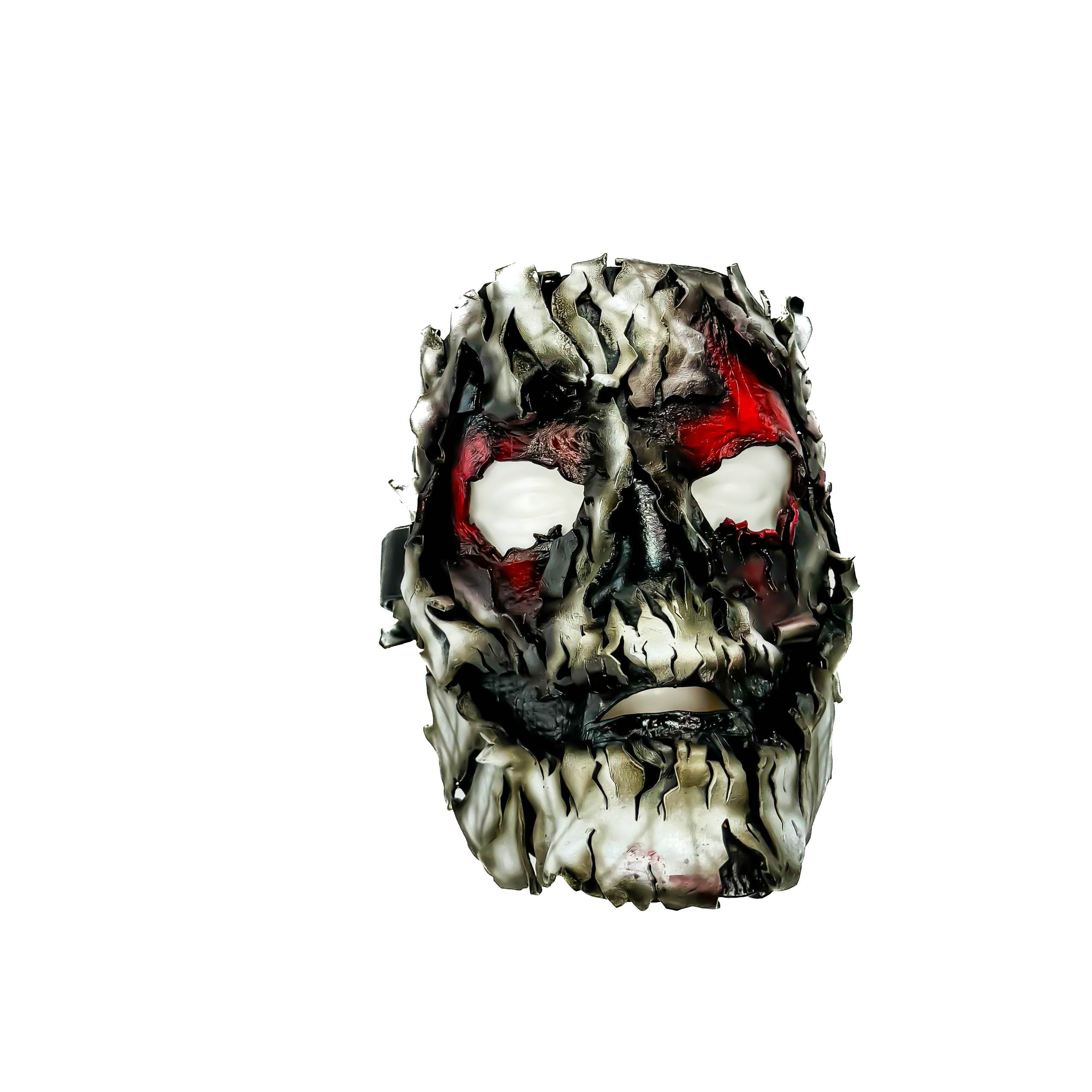 Genuine Leather Mask - Shattered Clown - Thick Straps w Velcro Included - Wide Mouth Edition - Leather Ties