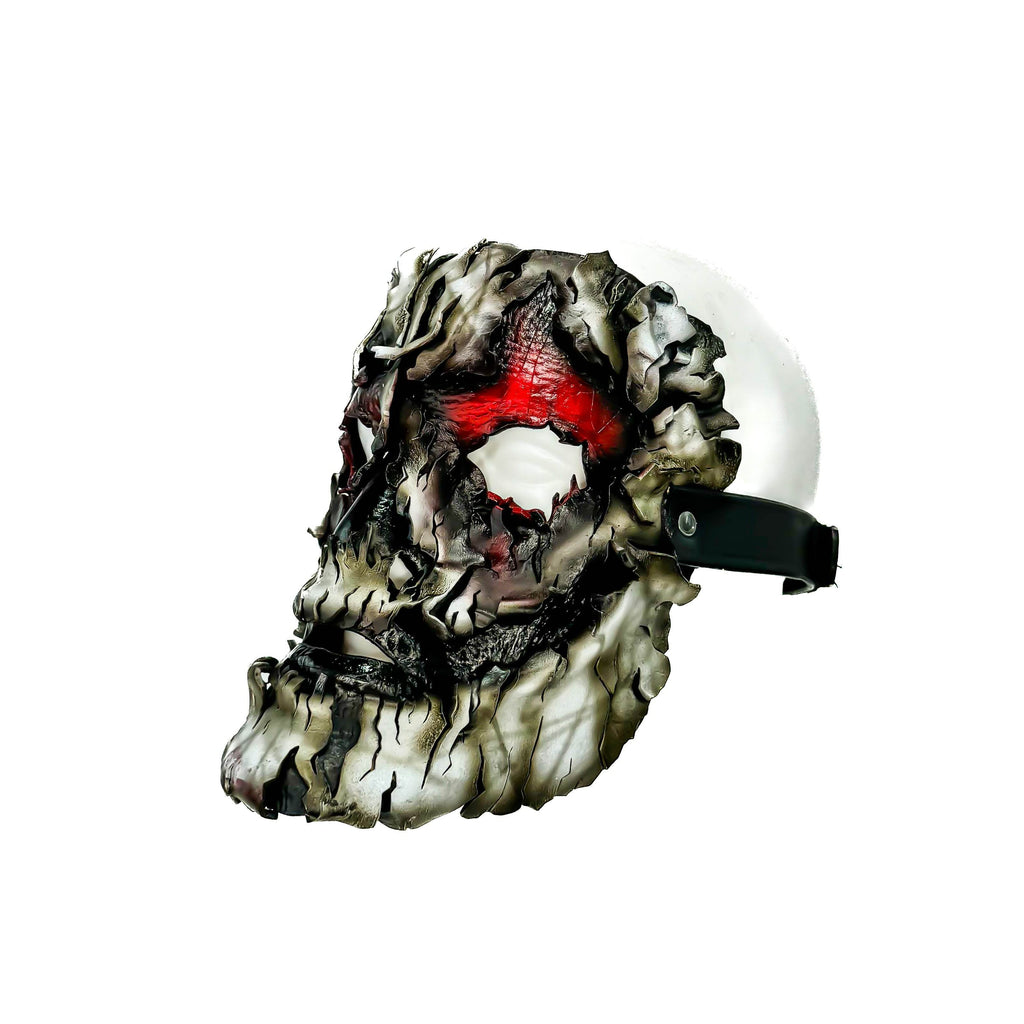 Genuine Leather Mask - Shattered Clown - Thick Straps w Velcro Included - Wide Mouth Edition - Leather Ties