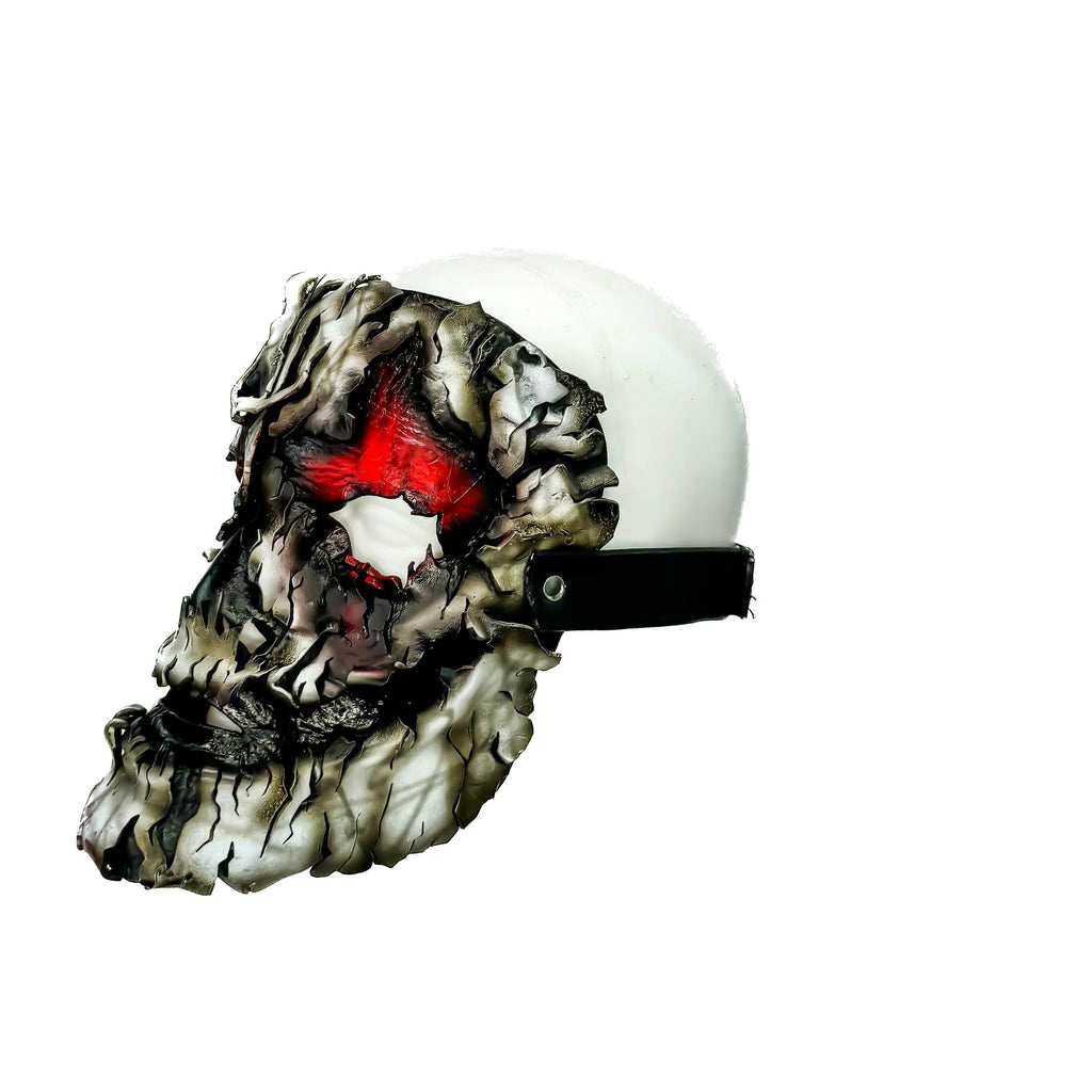 Genuine Leather Mask - Shattered Clown - Thick Straps w Velcro Included - Wide Mouth Edition - Leather Ties