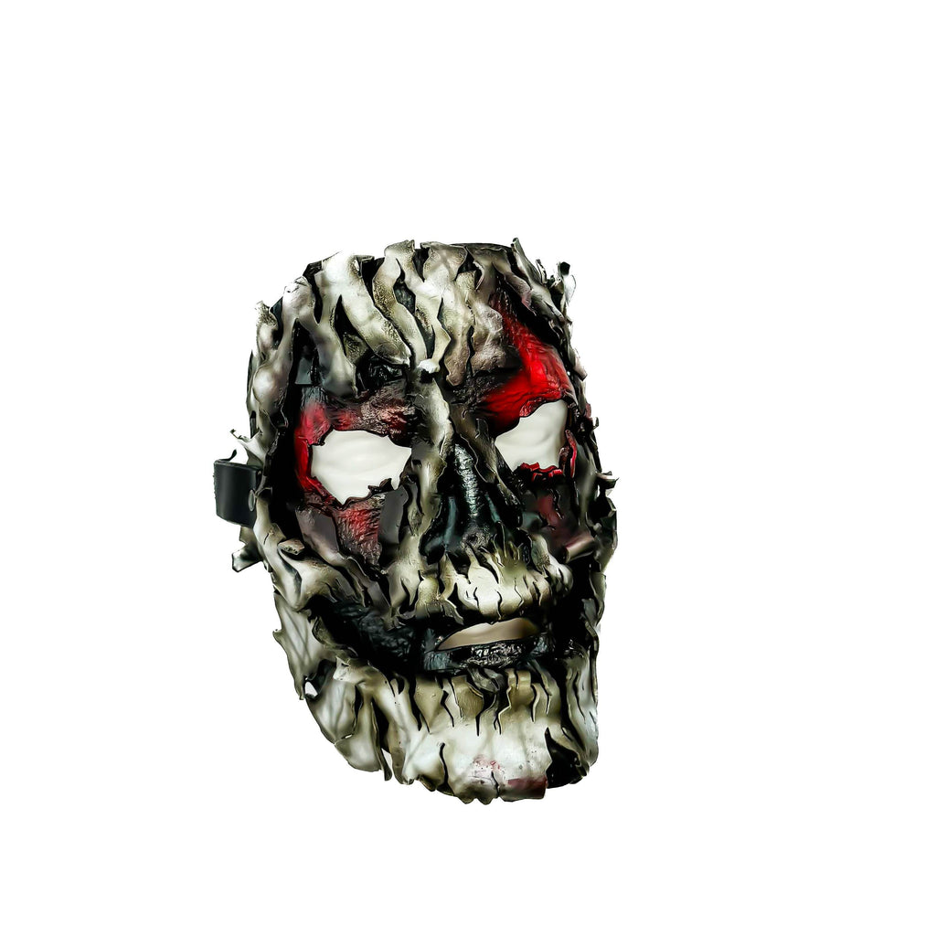 Genuine Leather Mask - Shattered Clown - Thick Straps w Velcro Included - Wide Mouth Edition - Leather Ties