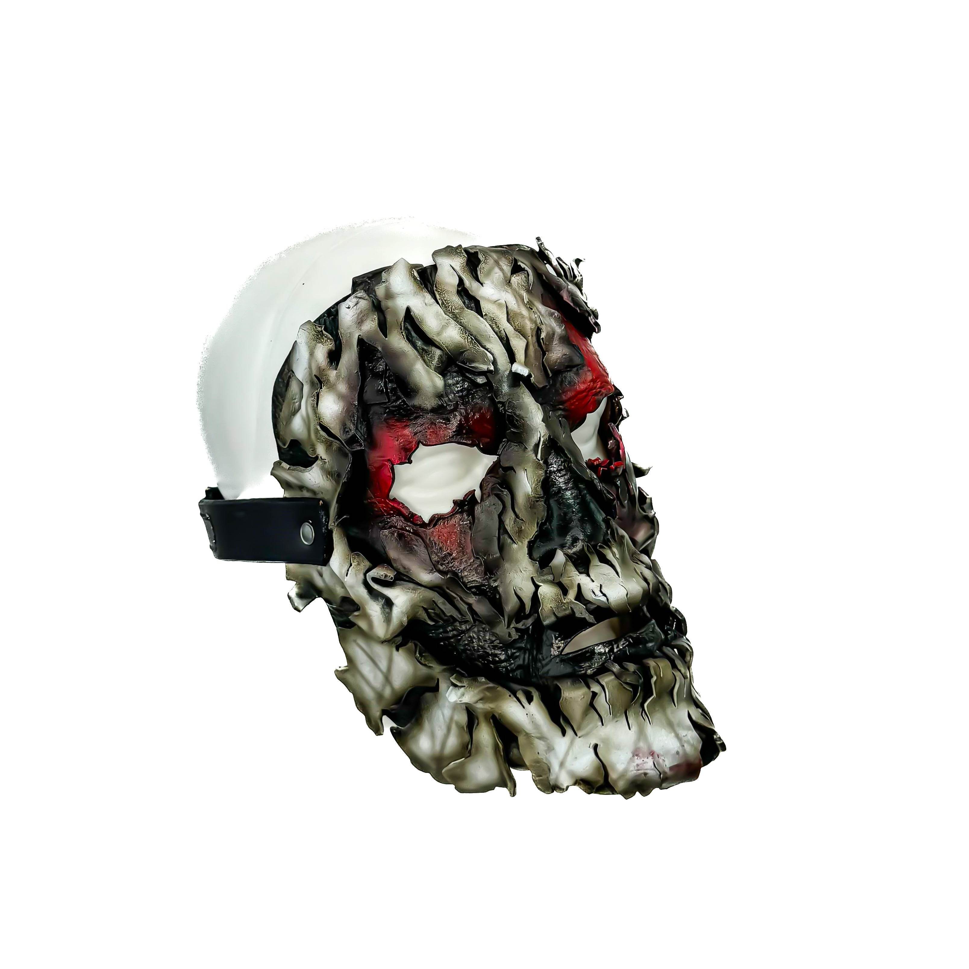 Genuine Leather Mask - Shattered Clown - Thick Straps w Velcro Included - Wide Mouth Edition - Leather Ties
