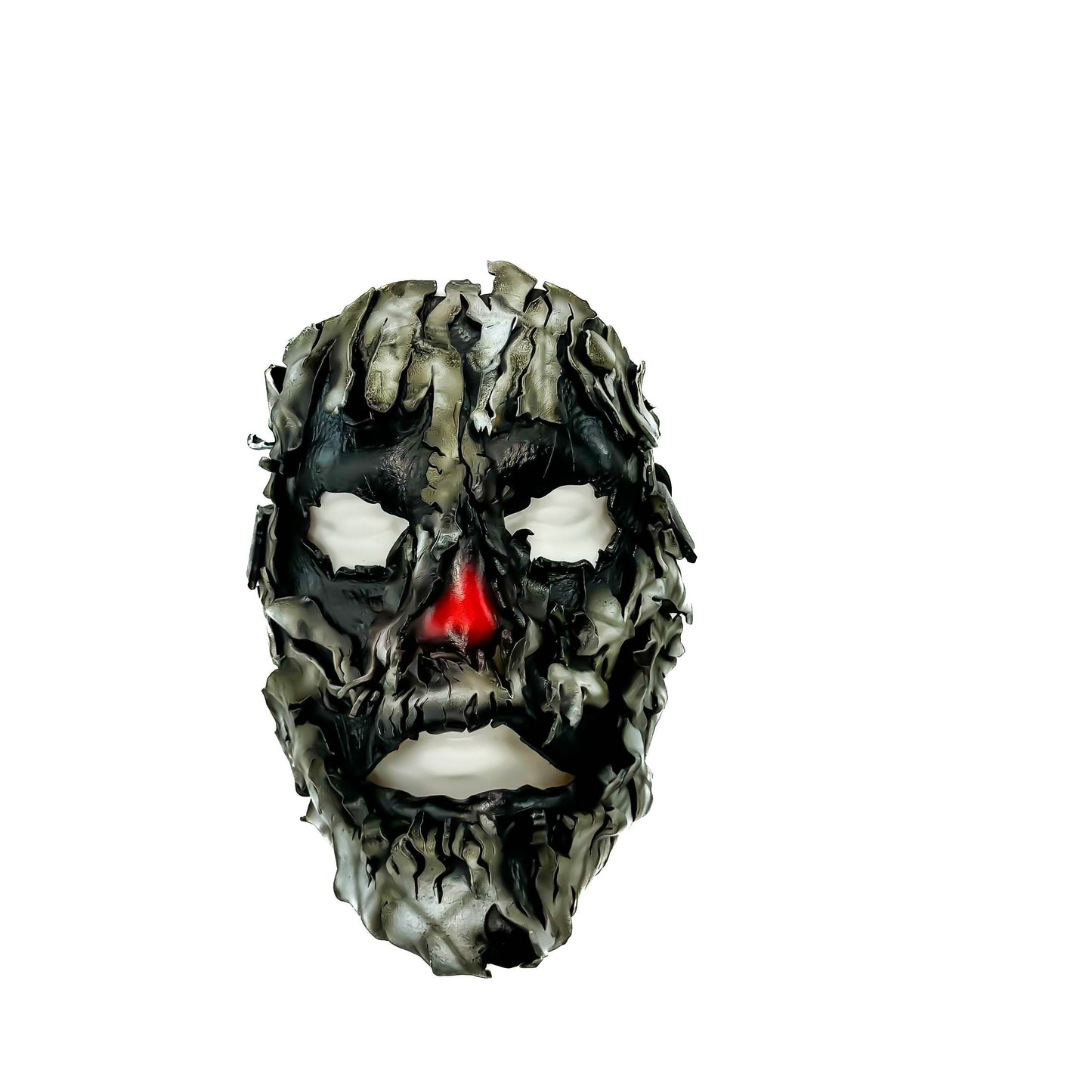 Genuine Leather Mask - Shattered Clown - Thick Straps w Velcro Included - Wide Mouth Edition - Leather Ties