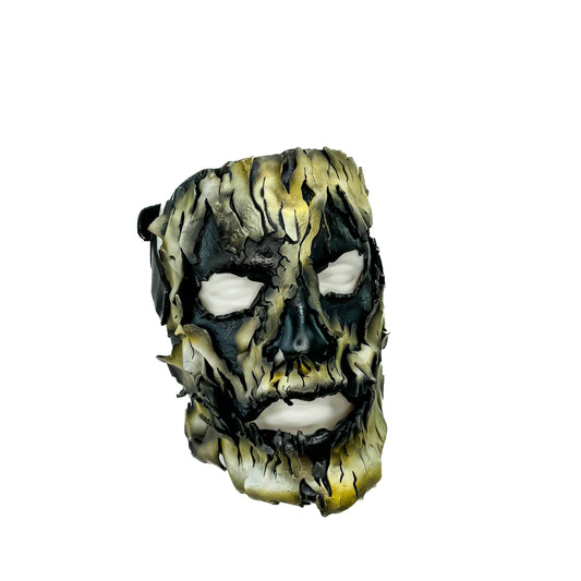 Genuine Leather Mask - Shattered Clown - Thick Straps w Velcro Included - Wide Mouth Edition - Leather Ties