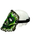 Genuine Leather Mask - Green Shattered Clown - Handmade Full Face Cover for Halloween, Performance or Cosplay Costume - Leather Ties