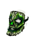 Genuine Leather Mask - Green Shattered Clown - Handmade Full Face Cover for Halloween, Performance or Cosplay Costume - Leather Ties