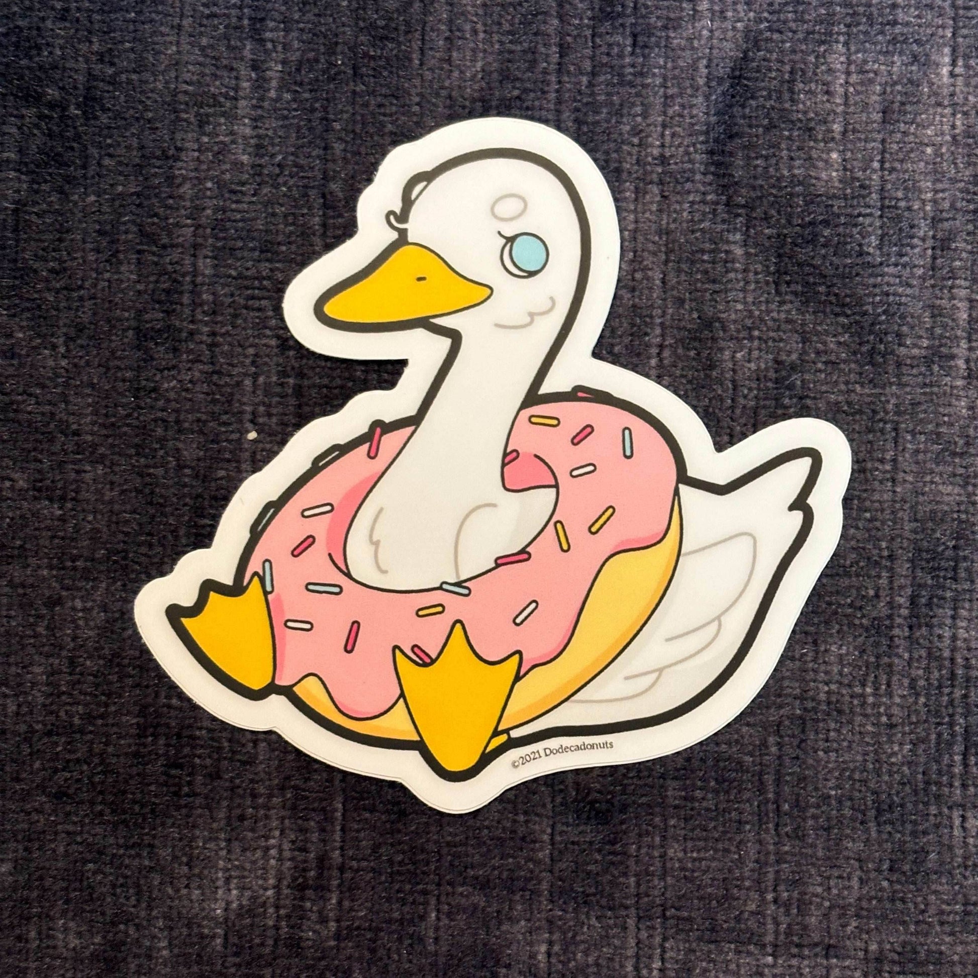 Donut Goose Vinyl Sticker – Sweet &amp; Silly Feathered Fun - 