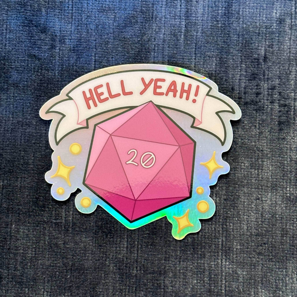 Hell Yeah! Nat 20! Metallic Vinyl Sticker – Celebrate Your Critical Triumph - 