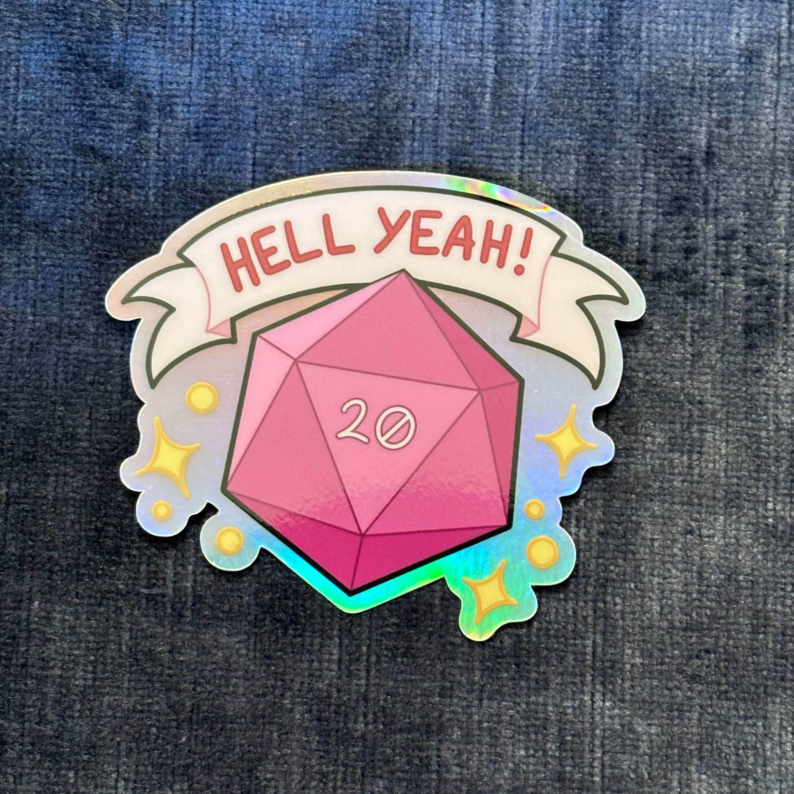 Hell Yeah! Nat 20! Metallic Vinyl Sticker – Celebrate Your Critical Triumph - 