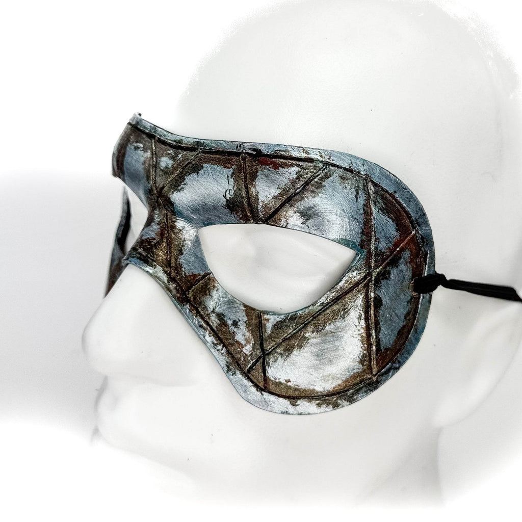 Dual Layer Handmade Genuine Leather Mask in Silver Rust with Swarovski Crystals (Copy) - 