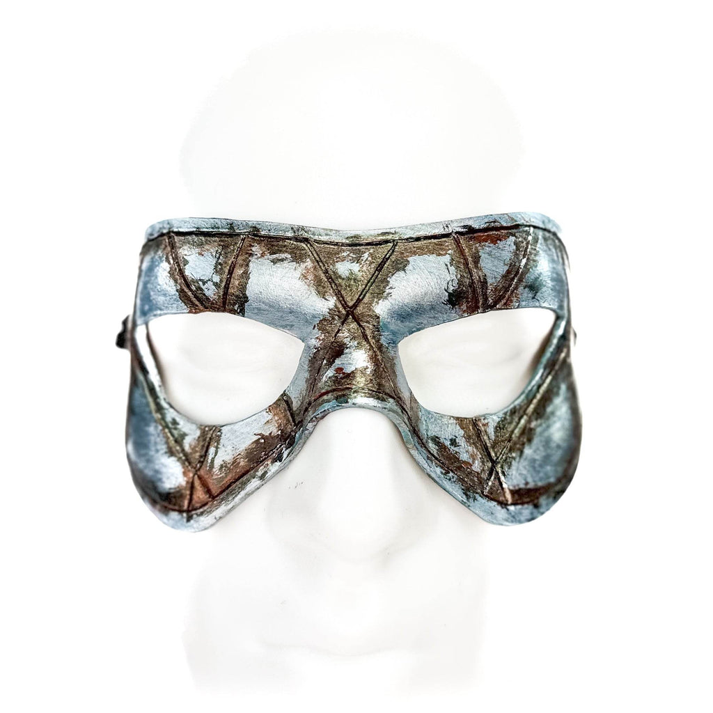 Dual Layer Handmade Genuine Leather Mask in Silver Rust with Swarovski Crystals (Copy) - 