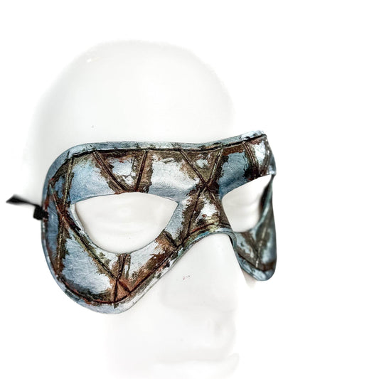Dual Layer Handmade Genuine Leather Mask in Silver Rust with Swarovski Crystals (Copy) - 