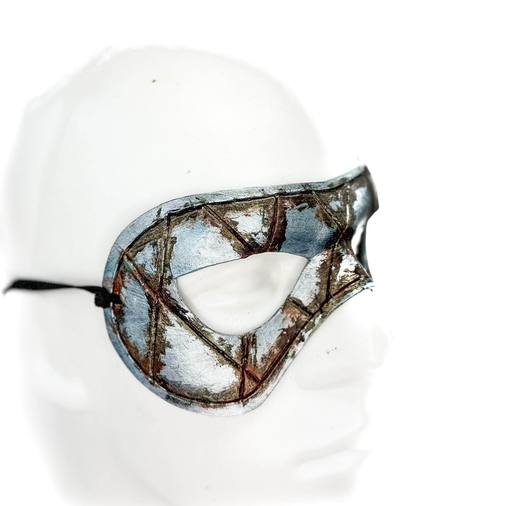 Dual Layer Handmade Genuine Leather Mask in Silver Rust with Swarovski Crystals (Copy) - 