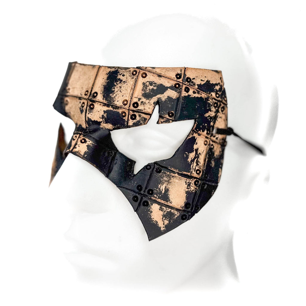 Ink Blot Handmade Genuine Leather Mask in Washed Black Paint and Nude - 
