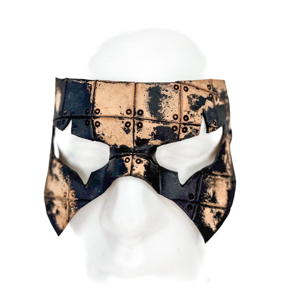 Ink Blot Handmade Genuine Leather Mask in Washed Black Paint and Nude - 
