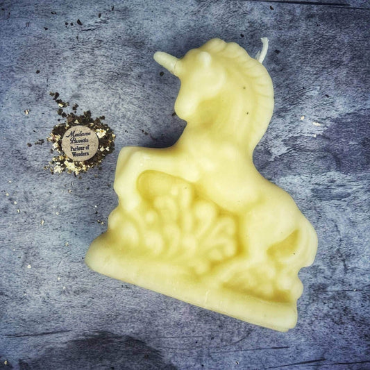 Beeswax Enchanted Unicorn Spell Candle - White (Blessing)