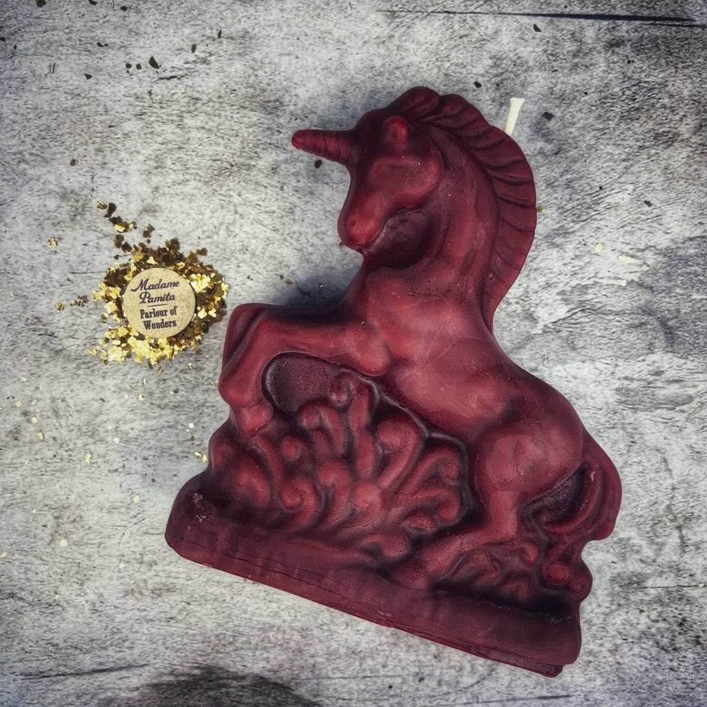 Beeswax Enchanted Unicorn Spell Candle - Red (Passion)