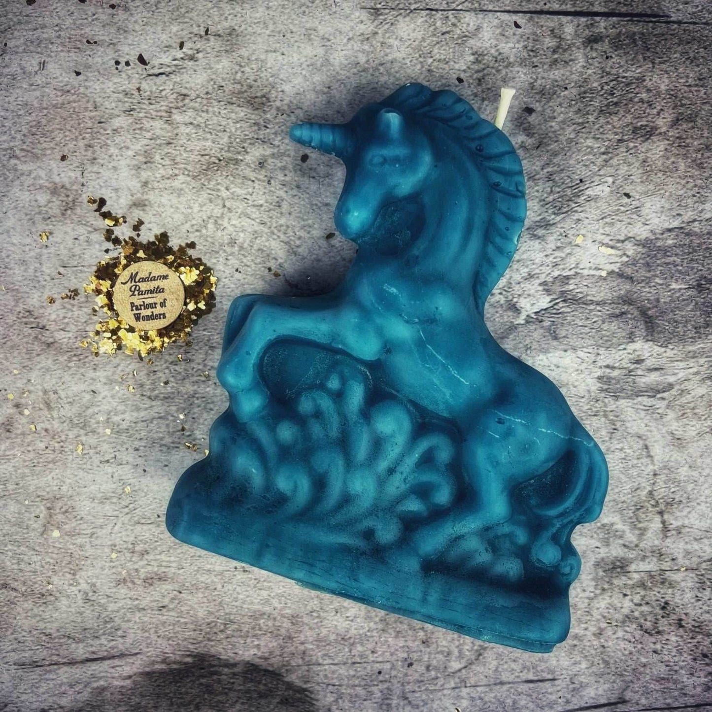 Beeswax Enchanted Unicorn Spell Candle - Blue (Healing)