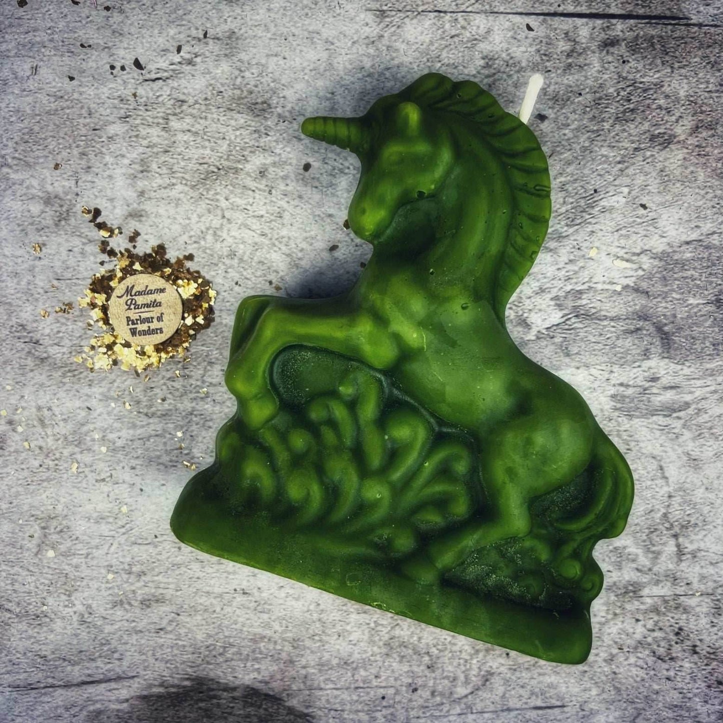 Beeswax Enchanted Unicorn Spell Candle - Green (Prosperity)