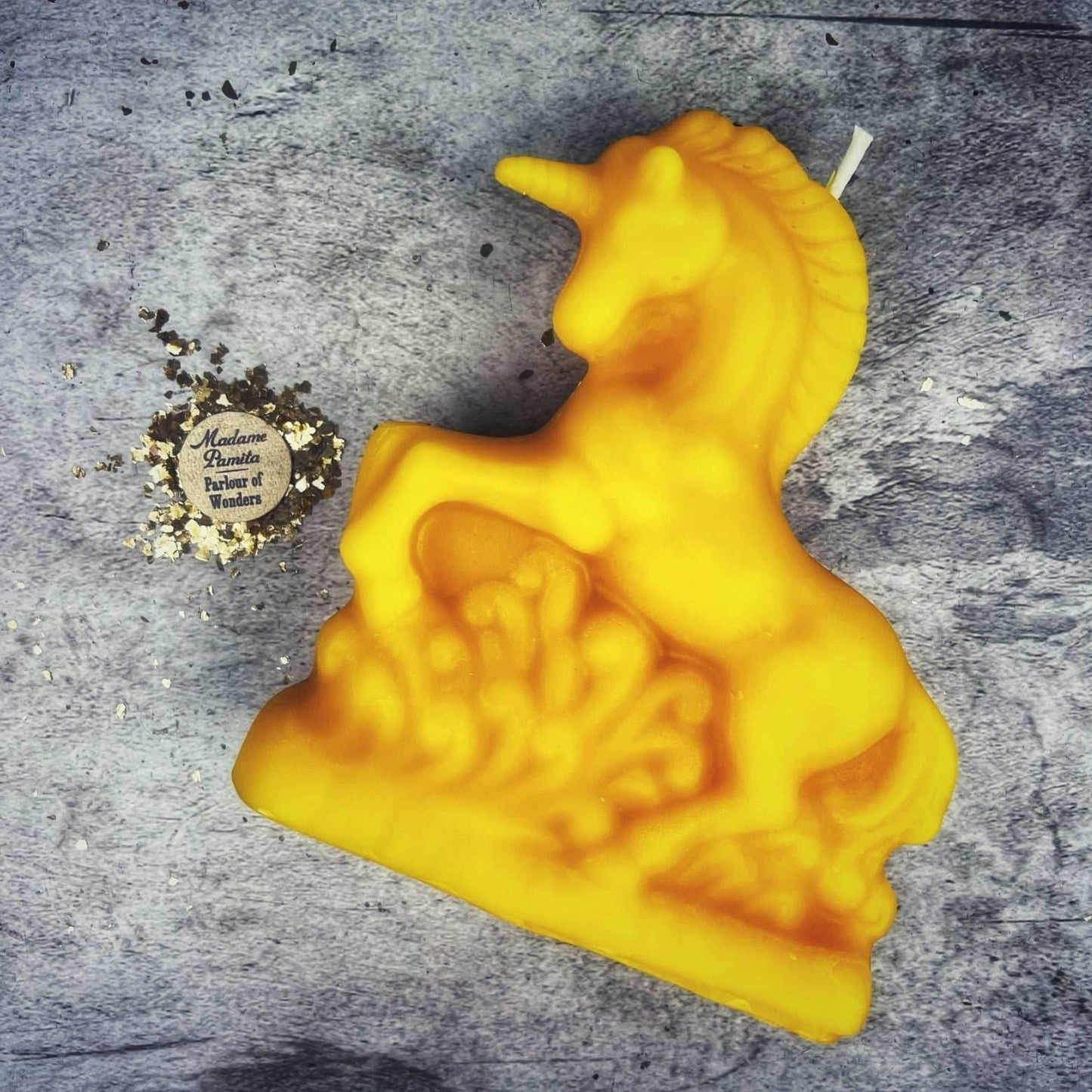 Beeswax Enchanted Unicorn Spell Candle - Yellow (Happiness)